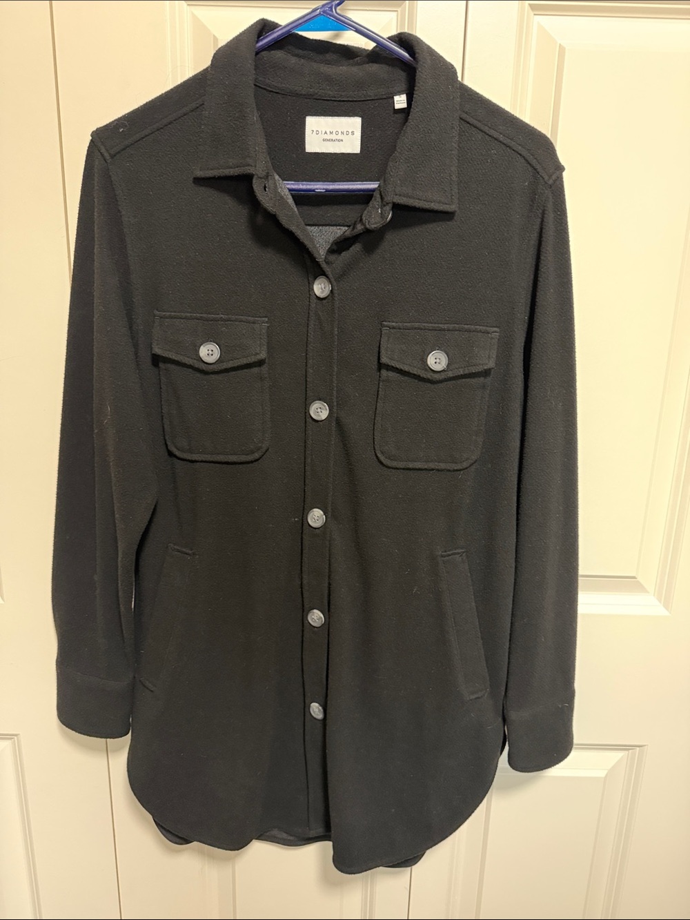 7 Diamonds Generation Shacket Black Long-Sleeve Button Shirt Jacket